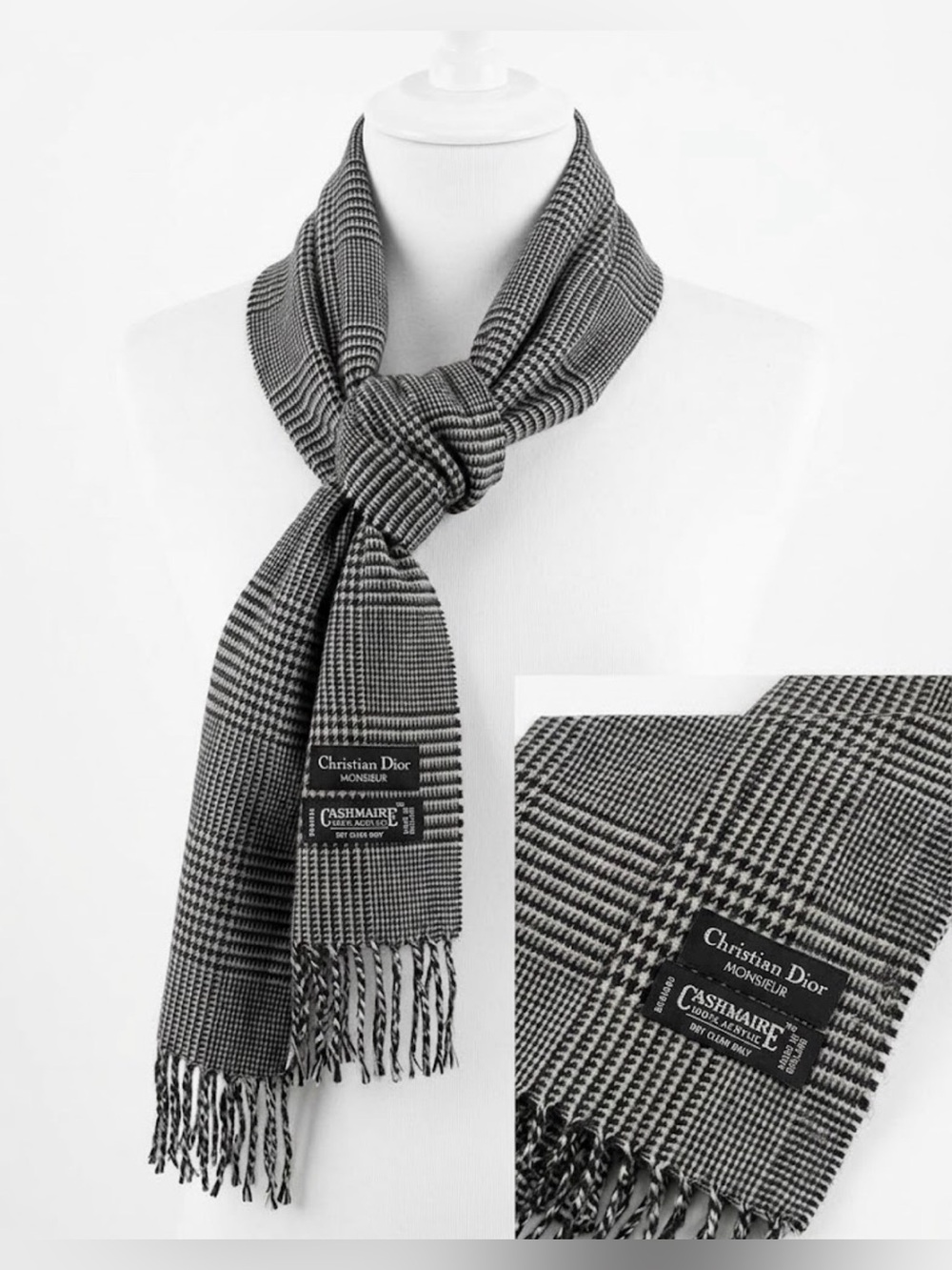 Christian Dior Monsieur Houndstoot Vtg 80s Scarf